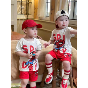 bộ người nhện cộc tay hàng hàn quốc cao cấp 10-30kg, bộ hè bé trai, bộ cộc bé trai cổ trụ
