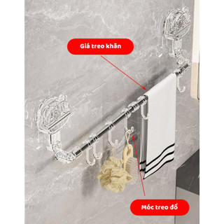 Giá Treo Khăn Nhà Tắm Cốc Hút Góc Tường Xoay 180 Độ, Thanh Treo Đa Năng Kèm Móc Tăng Giảm Chiều Dài NGÓI HOME - KNT03
