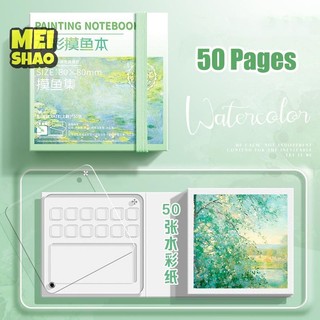 MeiShao 1 Bộ Tranh Máy Tính Xách Tay Dành Cho Học Sinh Di Động Bỏ Túi Notebook Phác Thảo Màu Nước Bộ Bảng Màu Nước Di Động