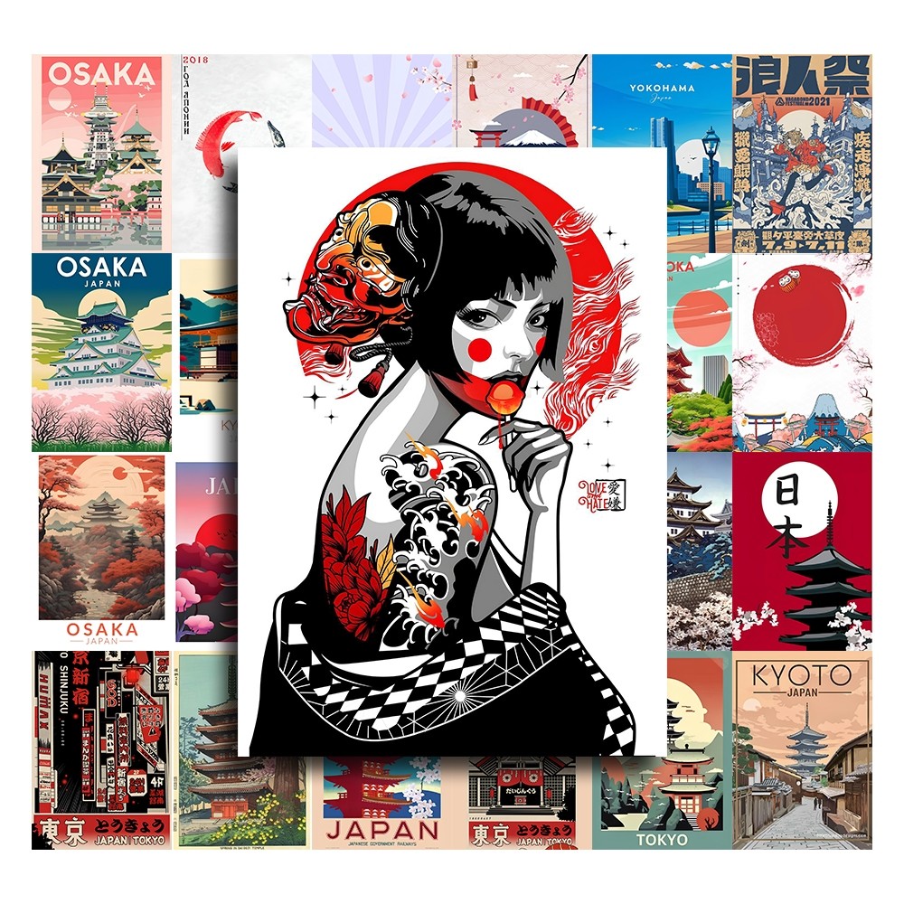 [DECAL] A5 In Màu - Set 50 Tờ Poster Giấy Dán Tường - HÌNH PHONG CÁCH NHẬT BẢN - Decor Trang Trí Nhà | MS: 111448