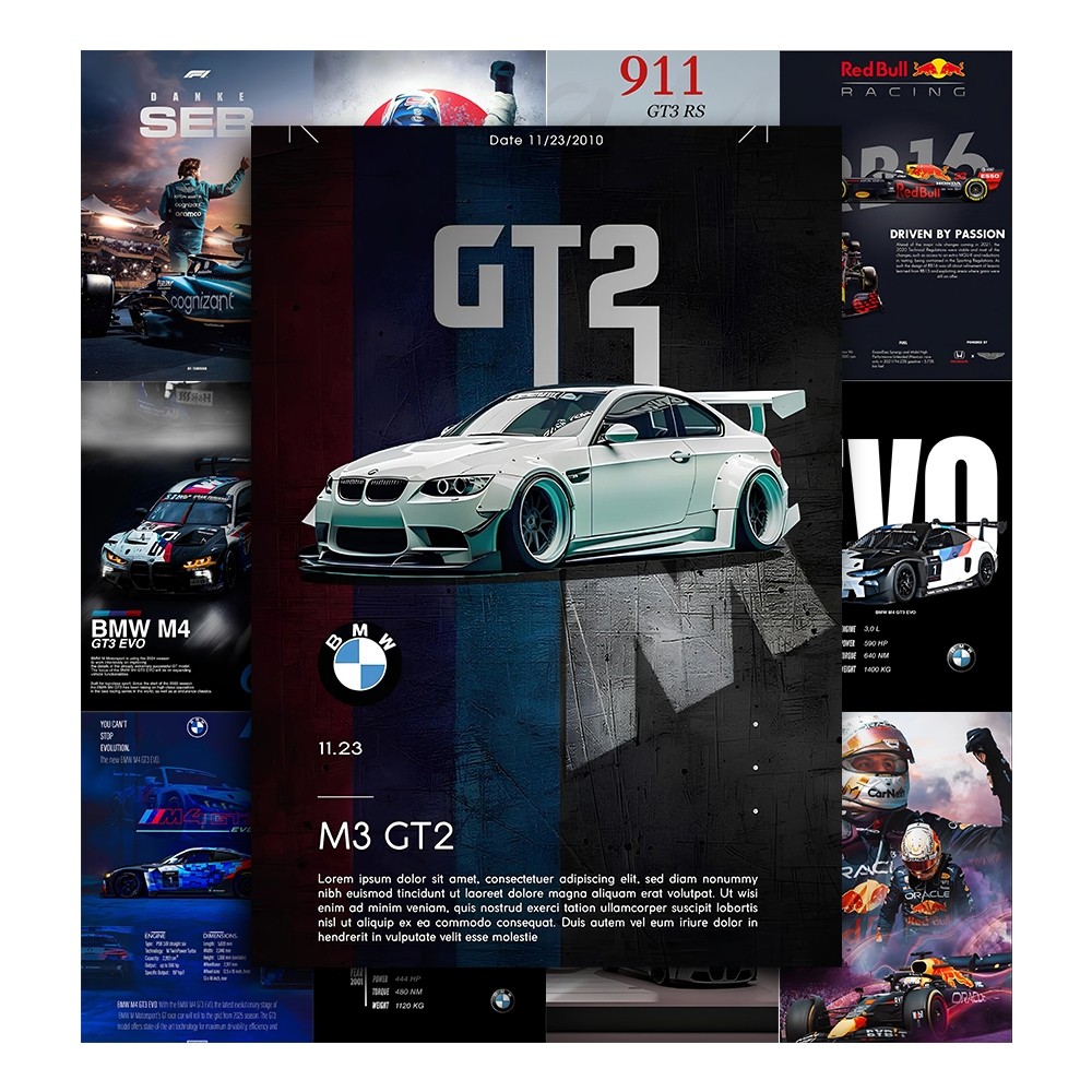 [Giấy] A5 In Màu - Set 50 Tờ Poster Giấy Dán Tường - HÌNH XE ĐUA - Decor Trang Trí Nhà | MS: 111459