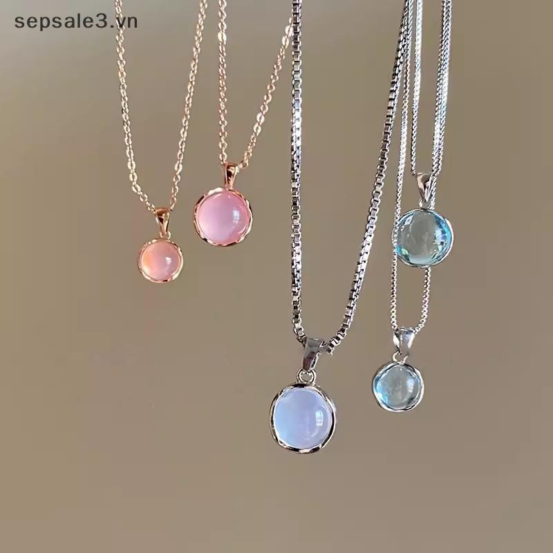 # Sepsale # Vòng cổ Opal tròn đơn giản thanh lịch dành cho nữ Thời trang bé gái Dây chuyền xương đòn ngọt ngào Vòng cổ cảm giác cao cấp Trang sức Quà tặng sinh nhật.