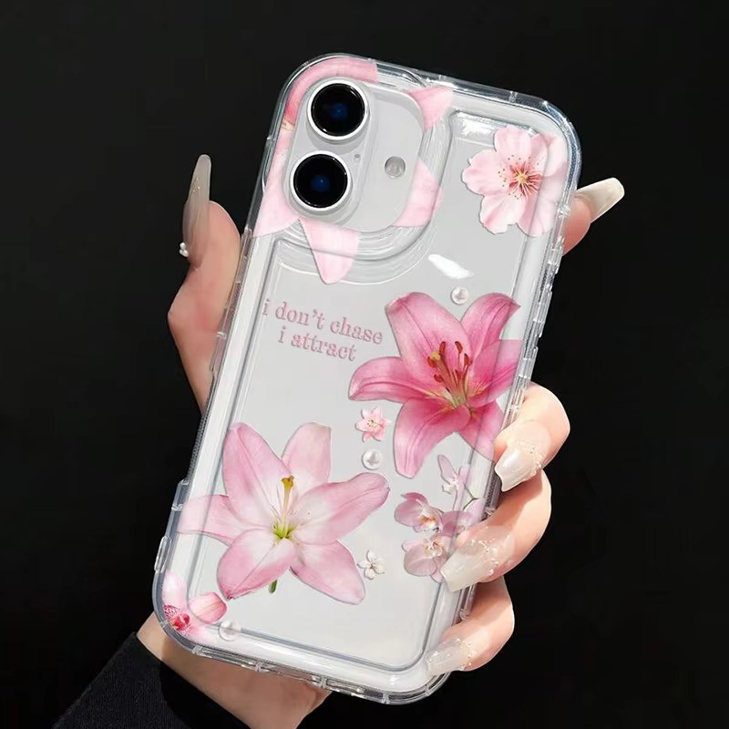 Ốp Lưng Cho iPhone 11 16 15 Pro Max 16e 14 11 12 13 15 Pro XR XS Max X 7 8 Plus SE2022 Họa Tiết Hoa Trong Suốt Vỏ TPU Mềm Chống Sốc