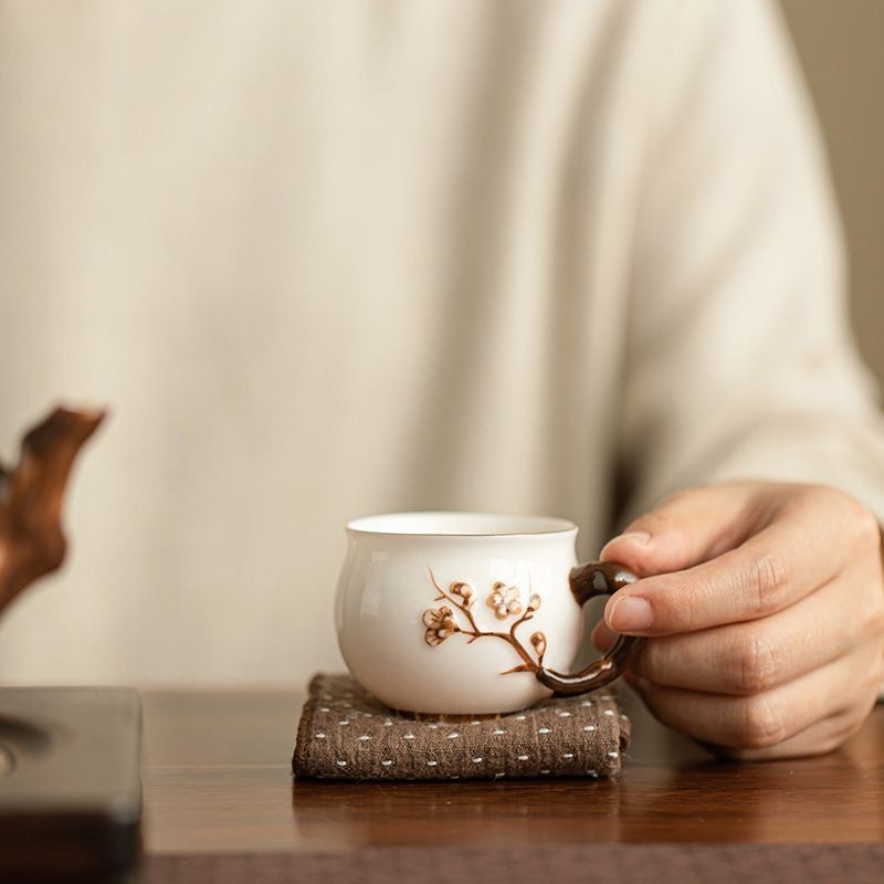 ✨Hoa đính cườm Tay Lanolin Ngọc Sứ Teacup Bộ Trà Gốm Tinh Tế Master Cup Trà Cốc Cà Phê Có Tay Cầm Bộ Trà