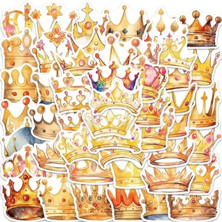 DE 50 tờ Cartoo Crown Sticker Nhãn dán trang trí Decal đáng yêu Nhãn dán máy tính xách tay