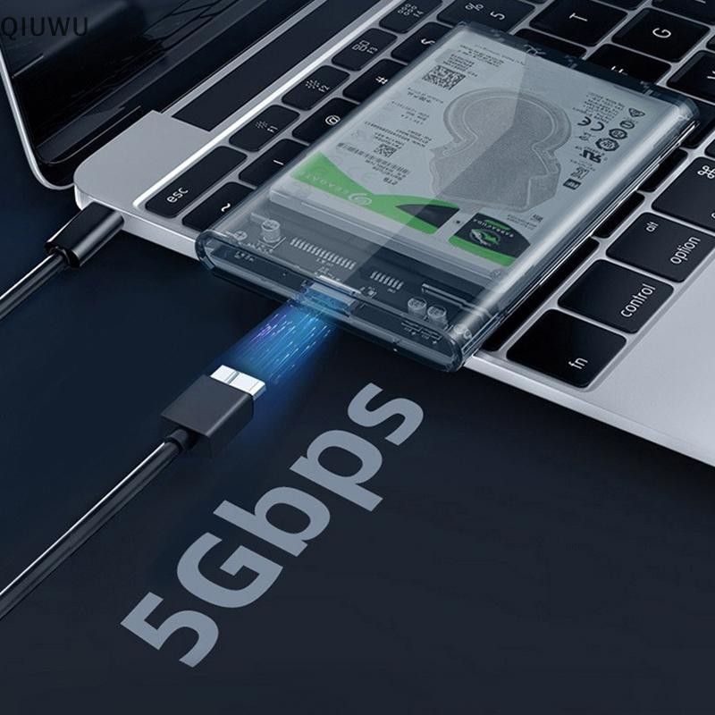 Ổ cứng gắn ngoài trong suốt QIUWU Vỏ SSD HDD 2.5or3.0 Inch Micro-b sang USB3.1 Vỏ ổ đĩa 4TB Tương thích Máy tính xách tay UASP SATA III.