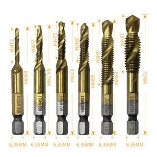 Bộ 6 mũi khoan taro ren mạ titan thép gió HSS cao cấp M3-M10