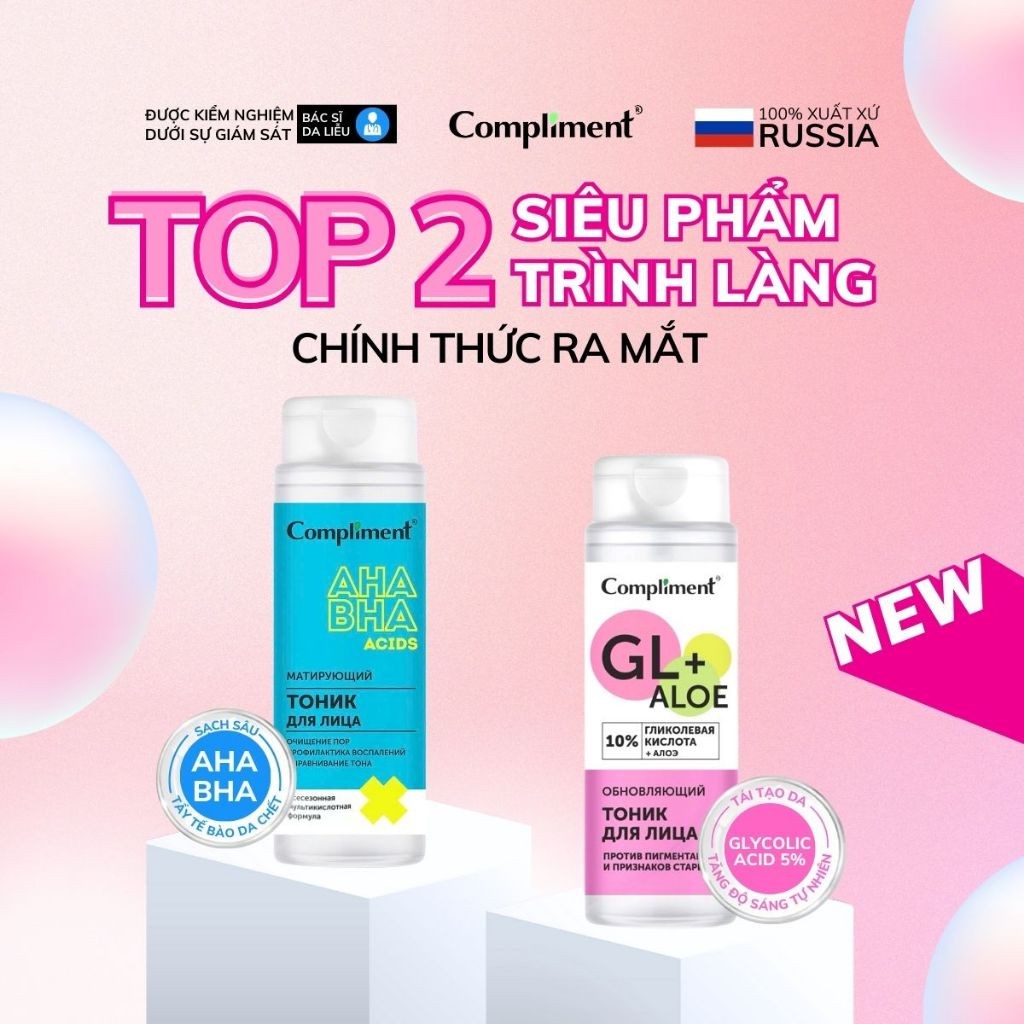 Ảnh Toner Compliment No Problem Glycol Dưỡng Ẩm - Nước Hoa Hồng Lotion Aha/Bha Cho Da Dầu Mụn 180ml 3