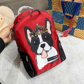 Balo Chó Đỏ Đóng Đinh Kim Loại Double.Six Cặp Đựng Sách Vở Laptop Chất Dù Bền Bỉ Chống Nước
