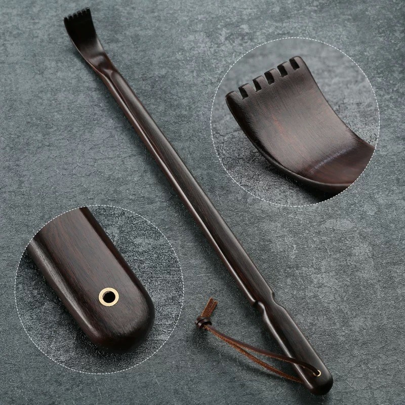 Dụng cụ gãi lưng Huanghuali không cần trợ giúp, gỗ mun tím, gỗ đàn hương, dụng cụ gãi lưng cho ông già, gỗ nguyên bản tích hợp FENX