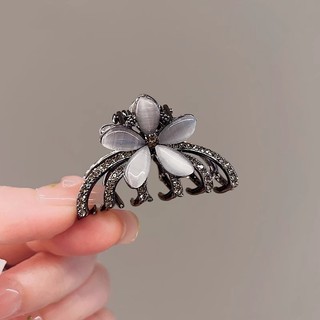 Mauropoli Kẹp tóc Opal sang trọng màu đen, kẹp cá mập nửa mảnh cho nữ, mũ đội đầu
