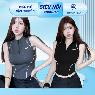 Phong cách croptop cô gái  phong cách polo cổ áo tăng cổ áo nữ mùa hè ngắn tương phản đầu xương cá