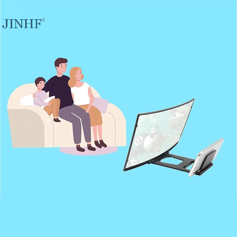 Jinhf 12 Inch Màn Hình Lớn 3D HD Khuếch Đại Màn Hình Cong Điện Thoại Di Động Kính lúp Màn Hình Điện Thoại Thông Minh Bộ Khuếch Đại Video Giá Đỡ HOT
