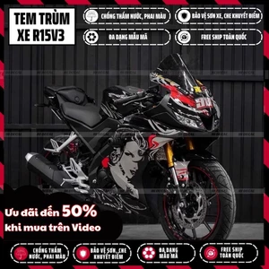 Tem trùm R15v3 màu đen huyền bí | Mẫu R15H008 | Decal cao cấp, bảo hành 3 năm