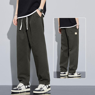 [Plus Size] 8XL 7XL Thắt lưng nam ống rộng cỡ lớn Quần Cotton thông thường dành cho doanh nhân Quần chở hàng thẳng dáng rộng màu xanh lá cây