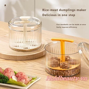 Máy làm thịt viên tự chế 5 lưới, khuôn ép thịt/cá/tôm cho bếp gia đình
