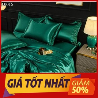 🧧LỤA SILK🧧Chăn Ga Gối Phi Lụa Mã Xanh Lá Hiện Đại - Hàng Loại 1 Mềm Mát - Chăn Ga Sỉ HCM