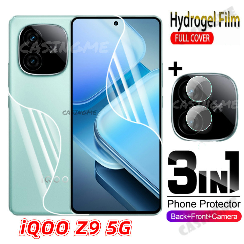 Iqoo Z9 5G 2024 Z9x 3in1 Mềm Bảo Vệ Màn Hình Phía Sau Camera Bảo Vệ Hydrogel Phim Cho IQOO Z9 Z9x IQOOZ9 Z 9 9X 9Z 5G 4G 2024 Không Kính Cường Lực Mặt Trước Bảo Vệ Toàn Diện