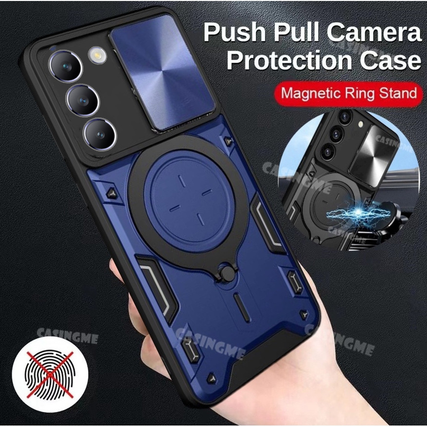 Vivo Y100 5G 2024 Giáp Chống Sốc Đẩy Kéo Camera Bảo Vệ Dành Cho Vivo Y100 Y 100 100Y VivoY100 5G 2024 Ốp Lưng Xe Từ Vòng Vỏ Ốp Lưng Vỏ Điện Thoại