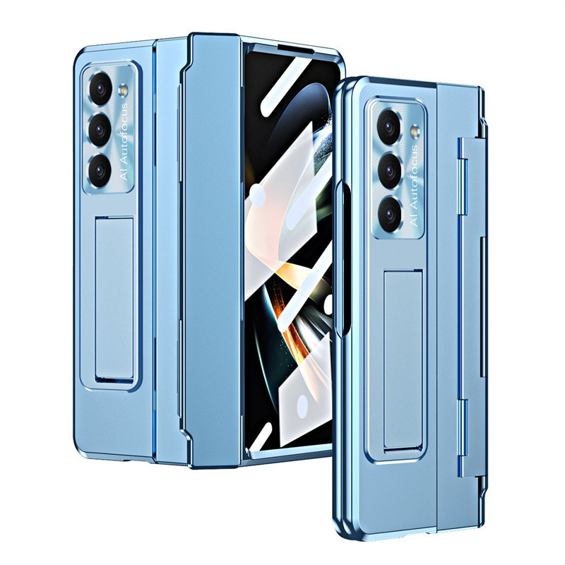 Dành Cho Samsung Lxury Leveling Bản Lề Vỏ Bảo Vệ Cho Samsung Galaxy Z Fold 5 Gấp 4 Gấp 3 5G Vỏ Điện Thoại Có Bảo Vệ Màn Hình Phía Trước Cho Galaxy Fold 5 4 3