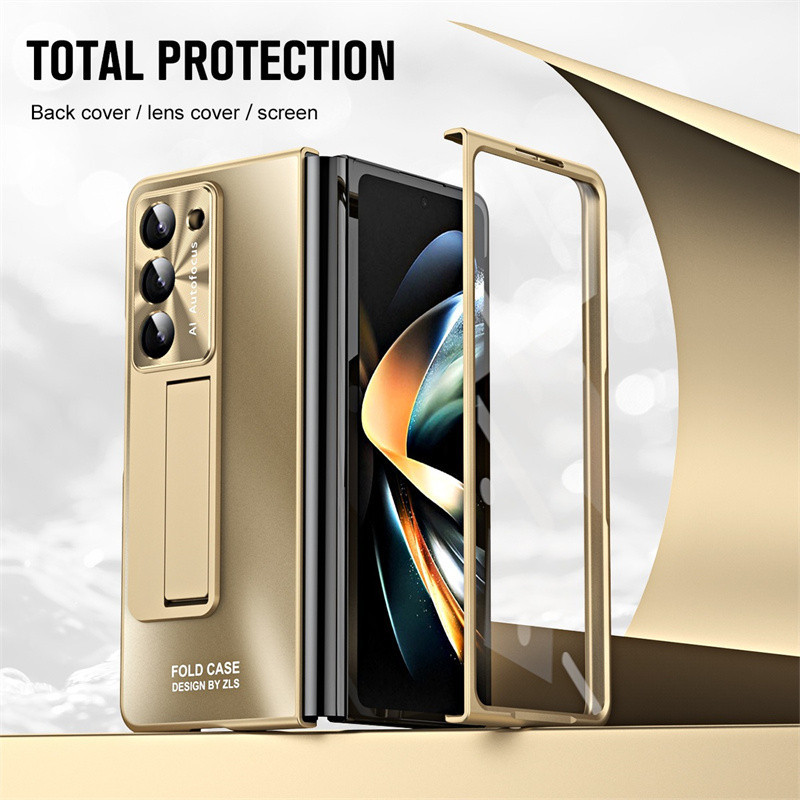 Vỏ Giá Đỡ Mạ Điện Samsung Galaxy Z Fold 5 Z Fold 4 Matte S Khe Cắm Bút Chân Đế Phim Cường Lực Tất Cả Vỏ Protetcive Z Fold 3 Vỏ Cứng Pc