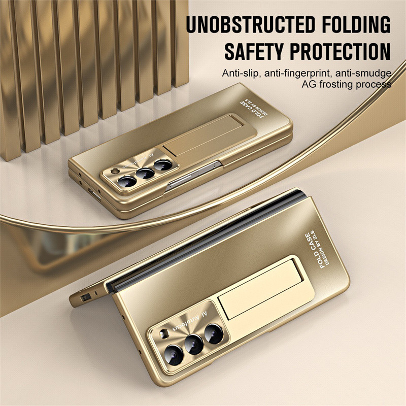 Vỏ Giá Đỡ Mạ Điện Samsung Galaxy Z Fold 5 Z Fold 4 Matte S Khe Cắm Bút Chân Đế Phim Cường Lực Tất Cả Vỏ Protetcive Z Fold 3 Vỏ Cứng Pc