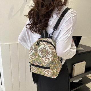 HOBBYIN Ba lô nữ HOBBYIN, Ba lô đi học có thể điều chỉnh có dây kéo, Túi đeo vai Mini phong cách dân tộc dung lượng cao di động dành cho người lớn