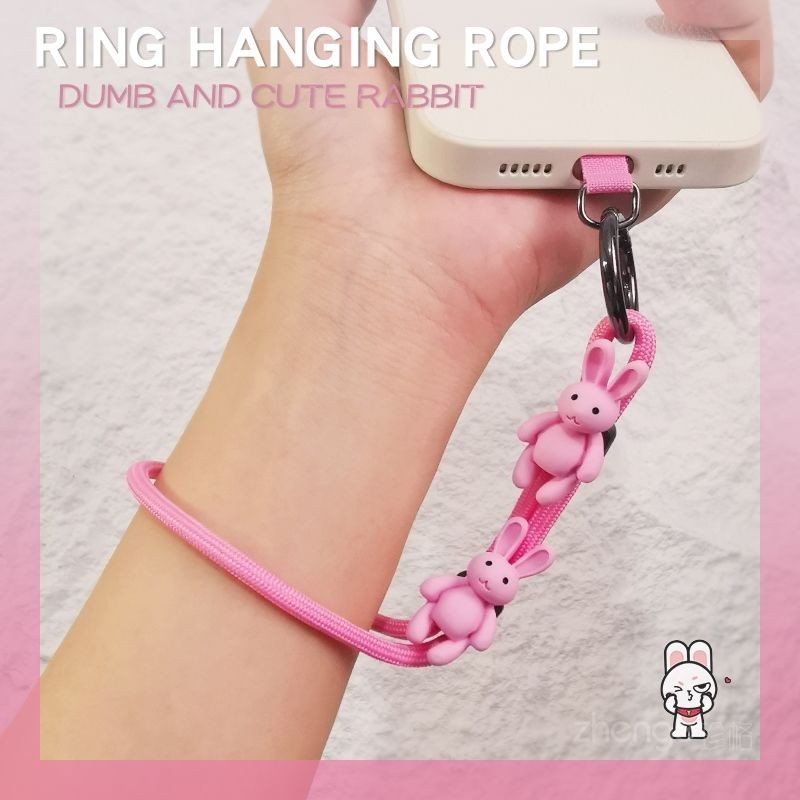 Phụ Kiện Điện Thoại Di Động Dây Ngắn Có Thể Điều Chỉnh Cổ Tay Mặt Dây Chuyền ins Hoạt Hình Bunny Di Động Chống Sốc Dây Treo Móc Khóa Hộp Đựng Thẻ Máy Ảnh Dây Xích Treo Điện Thoại Di Động Chống Mất Mạnh Phụ Kiện Đa Năng