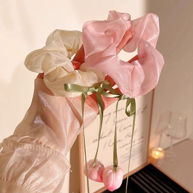 Nhẫn Tóc Nơ Tulip Nữ - Dây Buộc Tóc Cao Su Co Giãn - Giá Đỡ Đuôi Ngựa Cho Bé Gái - Thời Trang Hàn Quốc Thanh Lịch Ngọt Ngào - Vòng Tóc Ruột Lớn ​- Phụ kiện tóc phổ biến