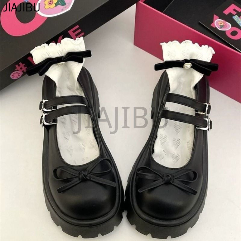 Giày Lolita Đồng Phục JK Nhật Bản Fashion Ladies Casual Doll Shoes Giày Công Chúa Nơ Màu Nâu Dễ Thương Korean Fashion Platform Mary Jane Shoes Giày Da Nhỏ Gót Dày Chống Trượt Giày Đi Học Màu Đen Giày Cosplay Phong Cách Đại Học Anh Quốc