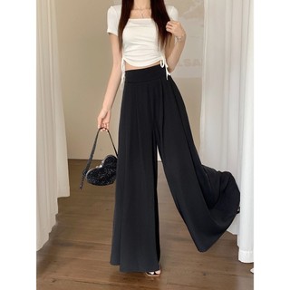 Quần Suông ống Rộng Xếp Ly Váy Nữ Mới Xuân Hè Thời Trang Hàn Quốc Ống Rộng Cao Cấp Quần Tây Nữ lưng thun tôn dáng