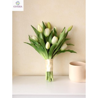 Bó hoa tulip cao su siêu bền màu sắc chân thực dùng chụp ảnh, đính hôn, đám cưới CEVERIA