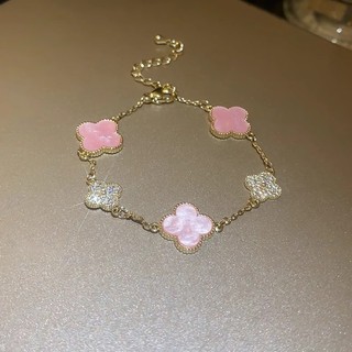 Vòng Tay Cỏ Ba Lá Hàn Quốc Có Thể Điều Chỉnh Vòng Tay Zircon Thời Trang Vòng Tay Thanh Lịch Cho Người Phụ Nữ Cô Gái Quà Tặng Phụ Kiện Trang Sức