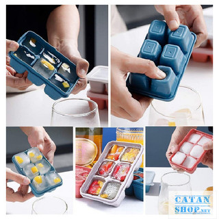 Khay Làm Đá 6 Viên Có Nắp Đậy Chống Mùi Tủ Lạnh, Khay Làm Đá Ô Vuông To 6 Viên - GD820-KDa6Vien