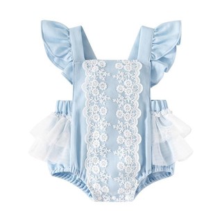 Bé Nguyên Chất Cotton Siêu Phương Tây Phong Cách Mùa Hè Nữ Ren Jumpsuit Full Tháng Trăm Ngày Mùa Hè Áo Liền Quần Cho Bé Sơ Sinh Quần Áo 7.7