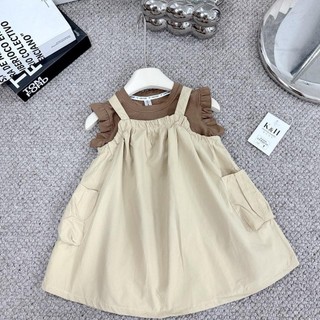 S41-[tomnaukid] Set áo viền bèo phối váy thô bèo bí ngô cho bé gái - Size 9-30Kg