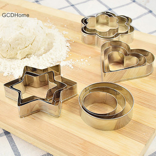 Gcdhome Khuôn Nướng Trứng Khuôn Thép Không Gỉ Khuôn Cắt Bánh Quy DIY Khuôn Trái Tim Ngôi Sao Cắt Hoa 3 Cái / bộ HOT