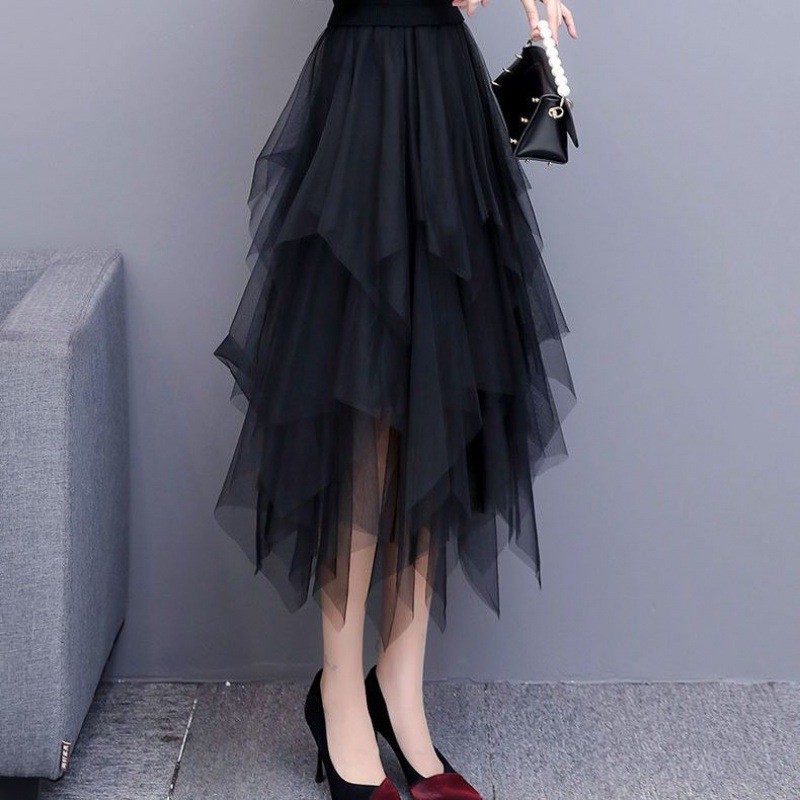 Váy Drape mỏng hơn không đều lưới A.t.a