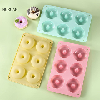 Huxuan 1 6 Bánh Donut Bánh Khuôn Silicon DIY Nhà Bếp Nướng Khuôn Khay Nướng Bánh Donut Làm Kẹo Khuôn Trang Trí Bánh Phụ Kiện RFT