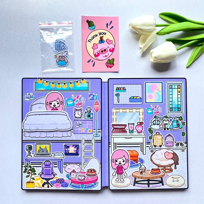 Bộ Sách Giấy Toca Boca DIY Yên Tĩnh Cho Nhà Búp Bê  Búp Bê búp bê giấy ngôi nhà búp bê nhà búp bê giấy toca boca