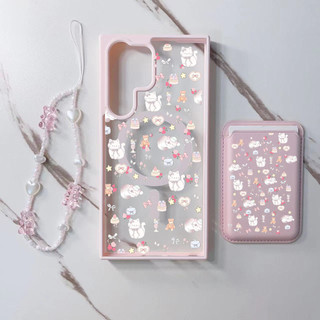 3 Vỏ Ví Mèo Hoạt Hình Cho Samsung s22 s22plus ultra Case Girly S23 S23Plus s23fe s24 s24plus s24ultra Ốp điện thoại