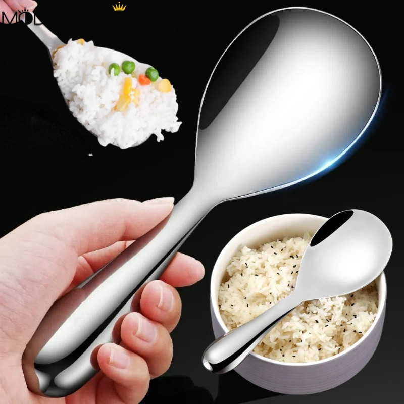 [Nổi bật] Thìa cơm bằng thép không gỉ - Chống trượt, Dễ lau chùi, Cạnh mịn - Thìa trộn thực phẩm - Muỗng đào Salad tráng miệng - Muỗng rót súp - Dao kéo ăn
