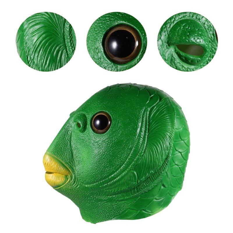 Mặt Nạ Đầu Cá Xanh, Mặt Nạ Đầu Cá Xanh Ngộ Nghĩnh, Trang Trí Cosplay Quái Vật