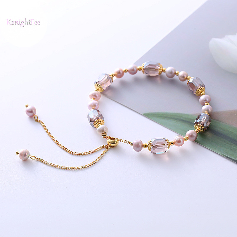 K2nightfee Thời Trang Cổ Điển Ngọc Trai Vòng Tay Nữ Bé Gái Ngọc Trai Chất Lượng Cao Có Thể Điều Chỉnh Đính Hạt Vòng Tay Trang Sức Mỹ Phụ Kiện Quà Tặng VN
