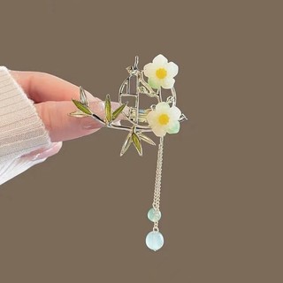 Mauropoli [Sẵn Sàng] Phụ Kiện Tóc Mộc Lan Mùa Hè Nữ Cổ Kẹp Tóc Tua Rua Kẹp Tóc Tóc Gãy Bên Kẹp Nổ Kẹp Hanfu Sườn Xám Phụ Kiện