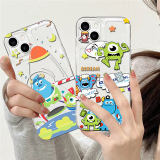 Monster University Mike Sulley Clear Crystal Case cho IPhone 16 15 14 13 12 11 Pro Max MINI X XS XR XSmax 7 7 + 8 8 + 6 6 + Plus SE2 SE3 Silicone Cover DCTK
