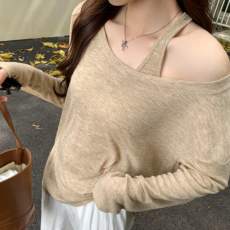 Suxi Dây Tối Giản 2 Miếng Bộ Áo Thun Dài Tay Chống Nắng Áo Rời 240703