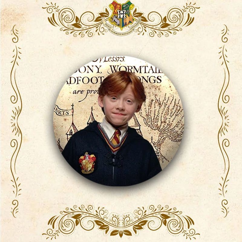 Huy hiệu Harry Potter 58mm, Pin tùy chỉnh, Ron Weasley, Hermione Granger, Huy hiệu kim loại tròn, Pin Doujinshi