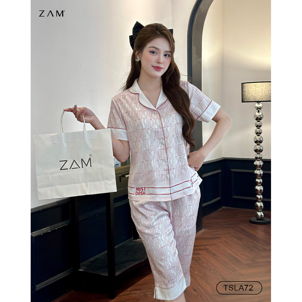 Ảnh BỘ MẶC NHÀ ZAM - TSLA72 - BỘ NGẮN TAY QUẦN LỬNG  MUST DASH HỒNG 3