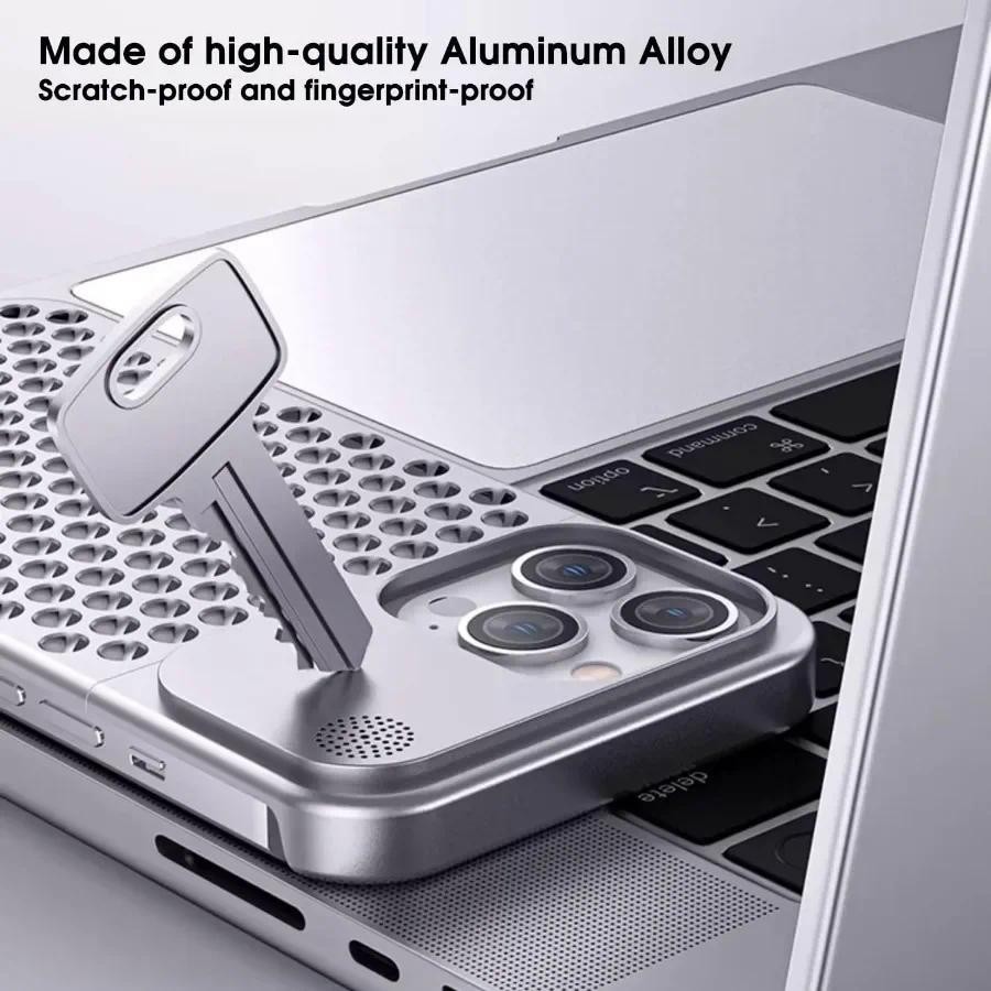Dành Cho iPhone 17 16 15 14 Plus 13 12 Pro Max Nhôm Không Vành Kim Loại Hương Liệu Ốp Lưng Tản Nhiệt Chống Trầy Xước Chống Sốc Slim Cover